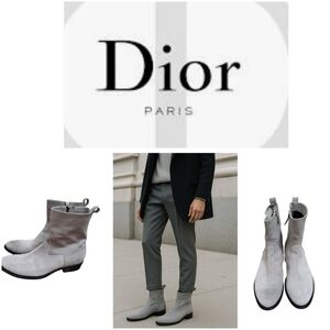 Dior Homme Suede Ankle Men's Gray Suede Mid-Calf Boots Size US 12 / EU 46